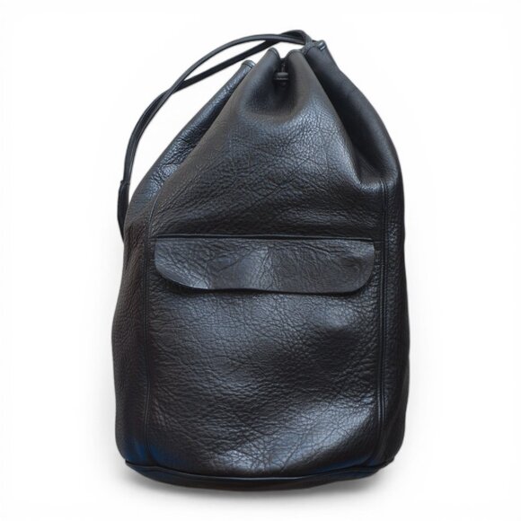 Tweeds Black Leather Bucket Bag – USA Made Drawstring Shoulder main image 4